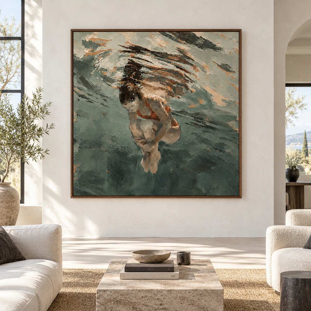 Submerged-Contour displayed at large scale in a bright, expansive gallery-like room.