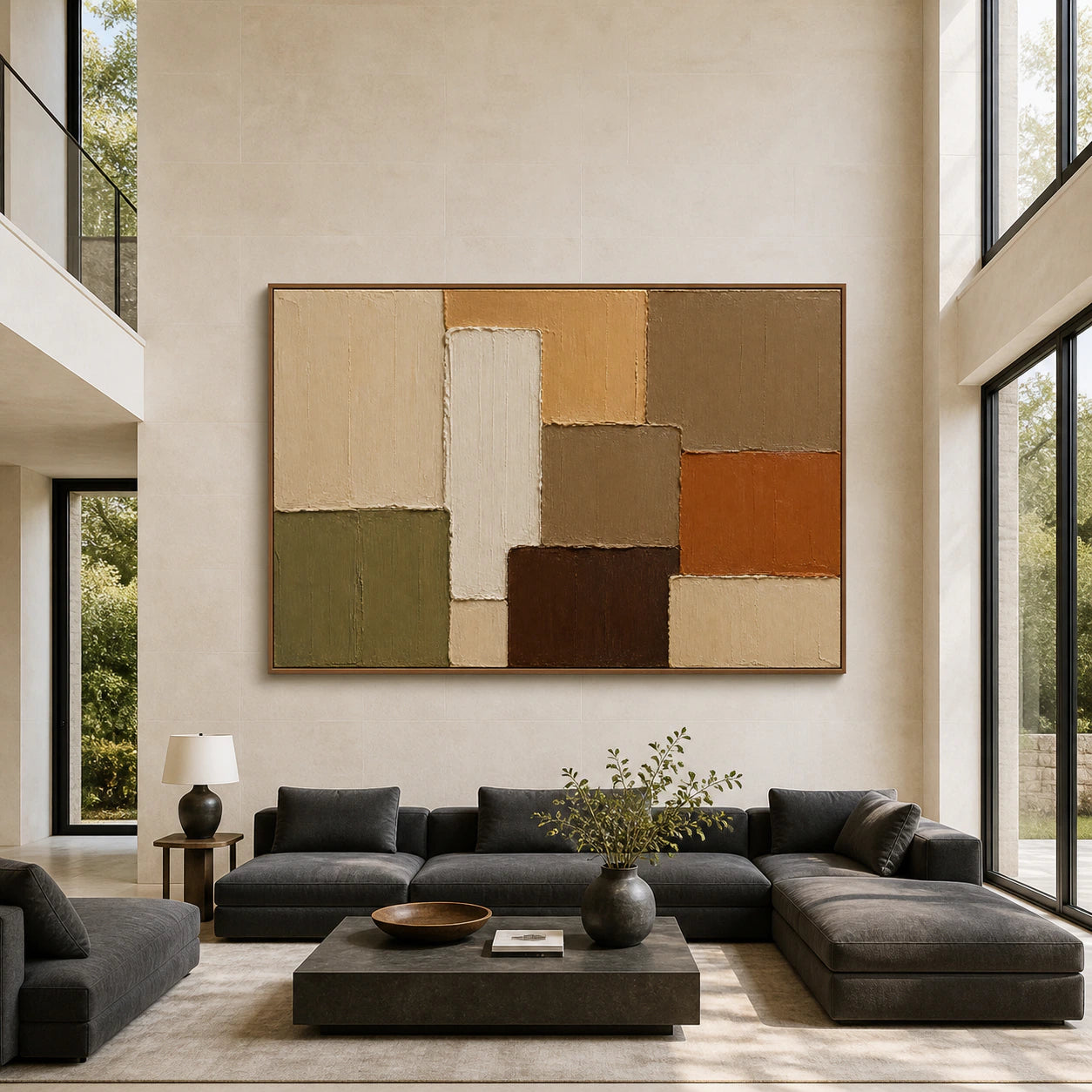 Sundried-Relief displayed at large scale in a bright architectural living space.
