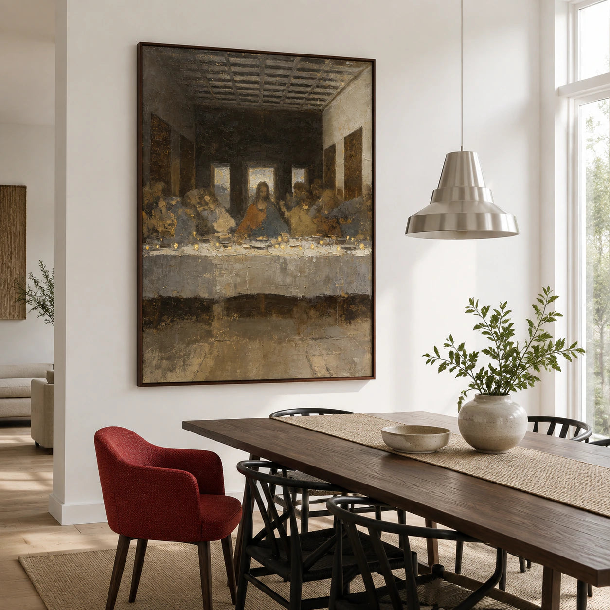 Supper-Ember displayed above a refined dining setting with daylight across the room.