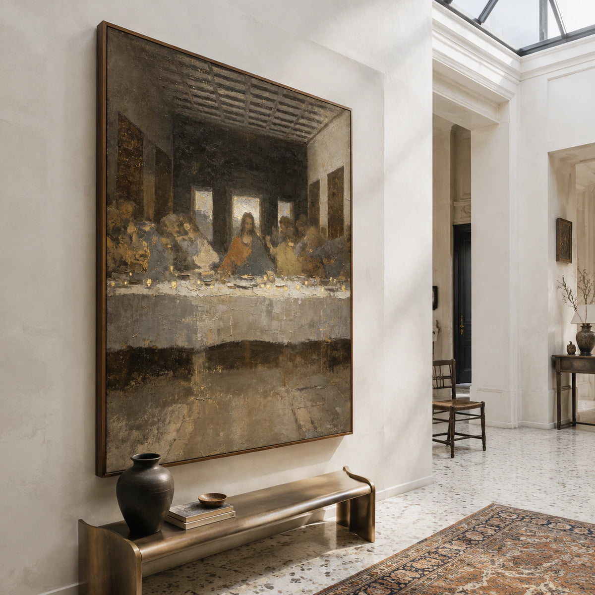 Supper-Ember installed at gallery scale in a bright, sculptural foyer.