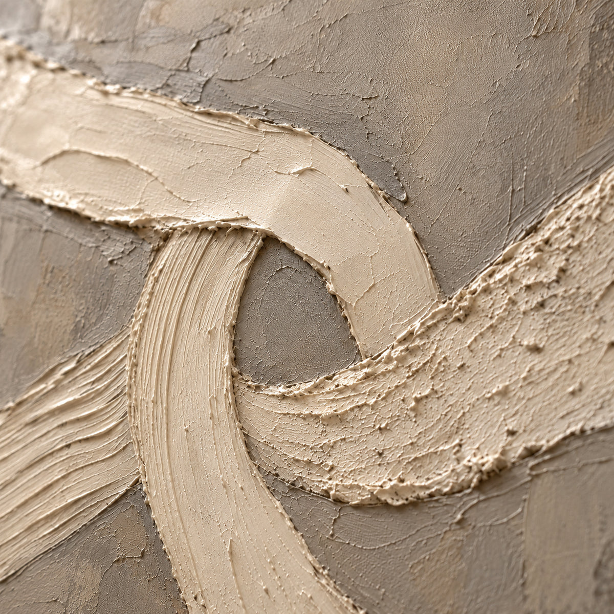 Tactile-Confluence oil painting brushwork and impasto detail photographed from an oblique side angle
