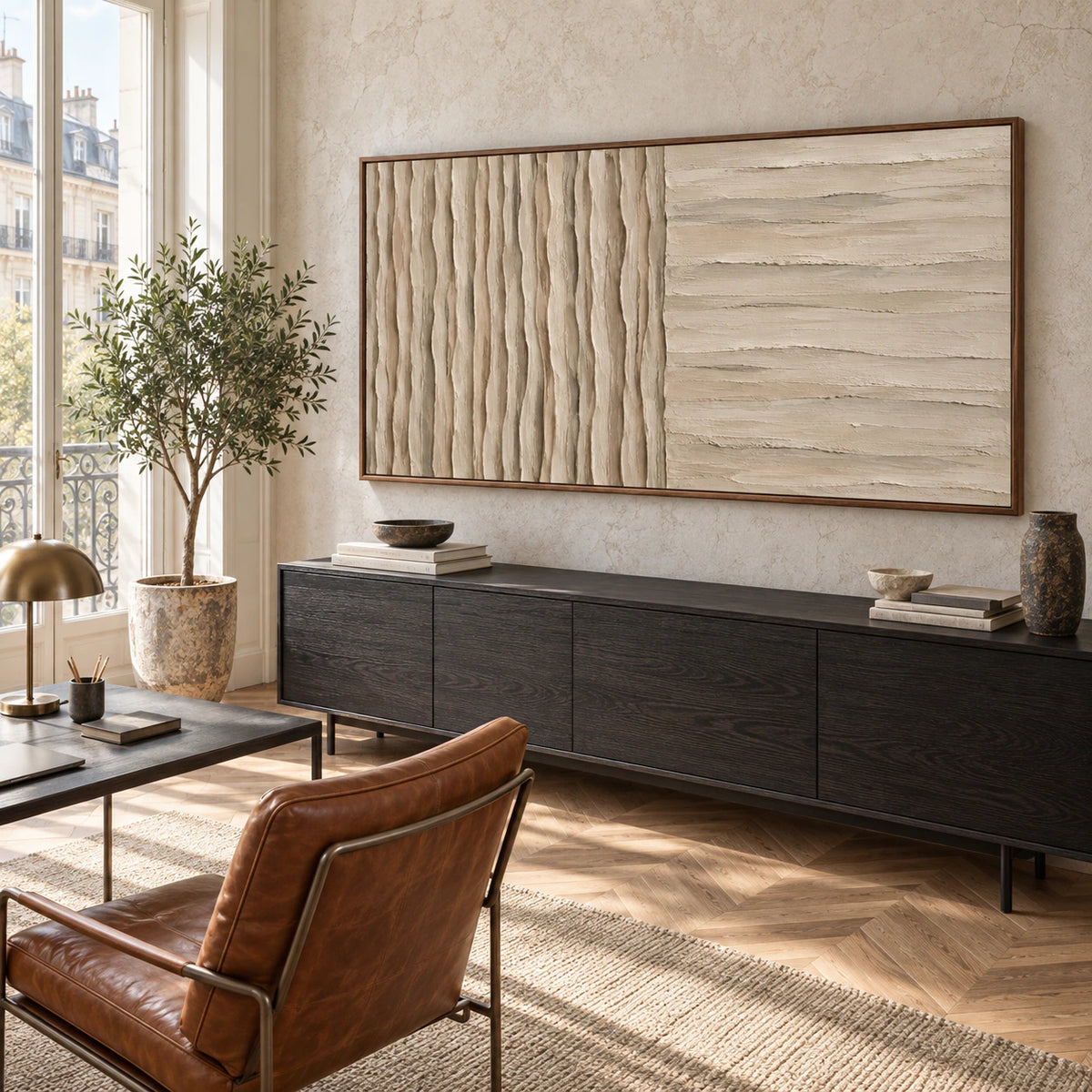 Tactile-Divide in an airy home office with natural light and a reading chair.