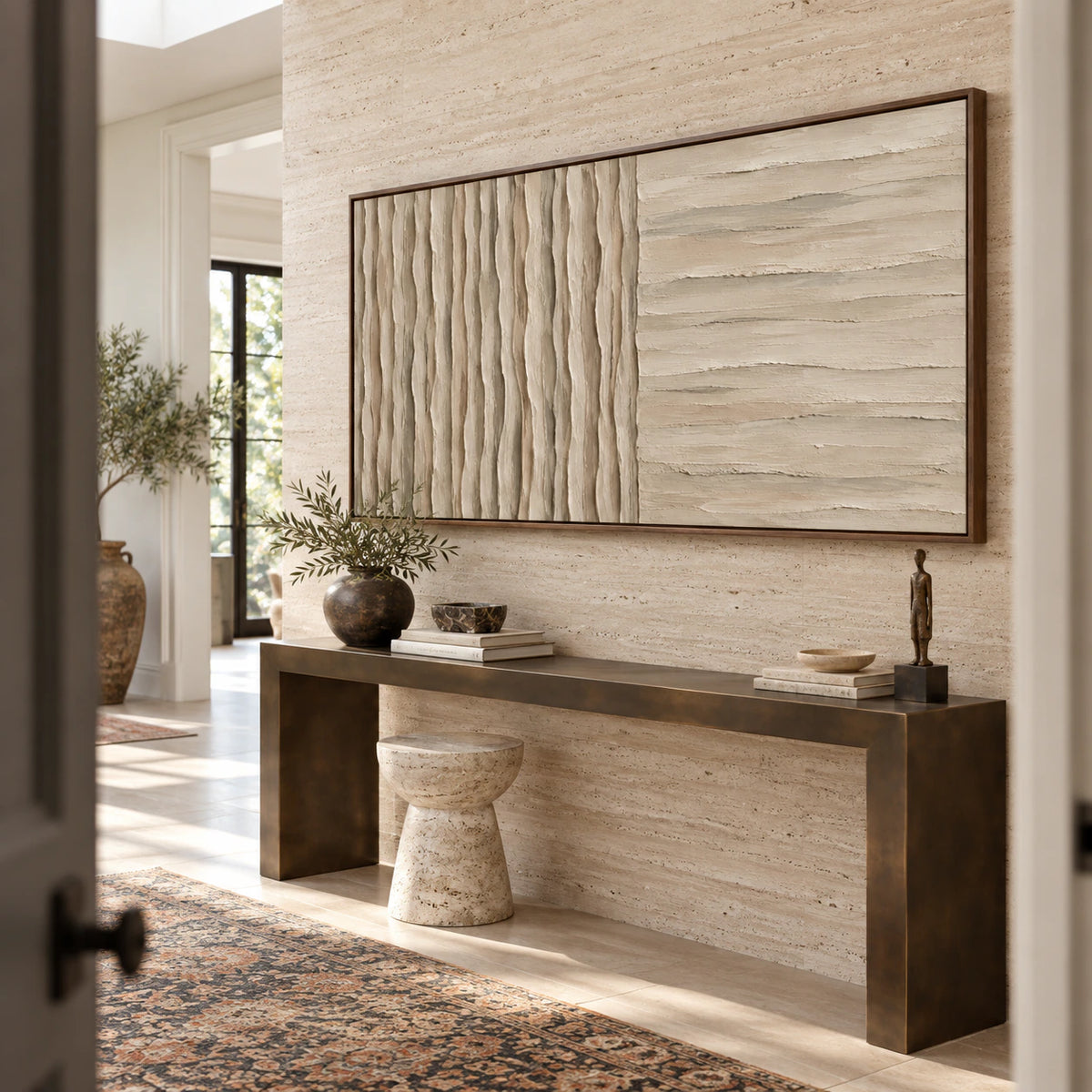 Tactile-Divide presented at gallery scale in a bright, spacious foyer.
