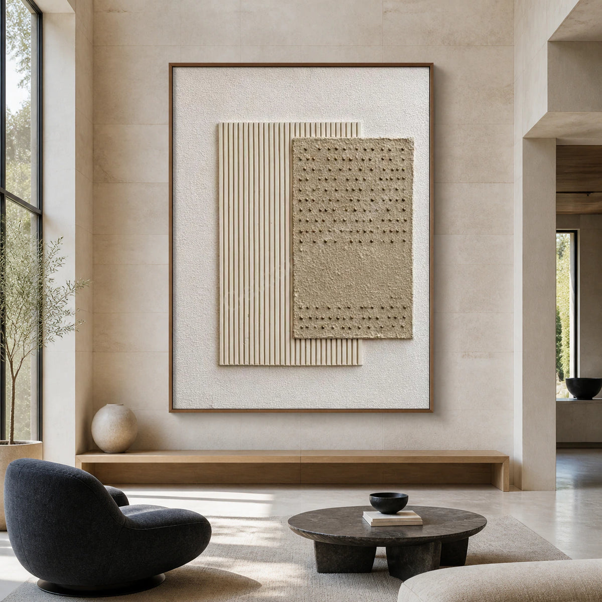 Tactile-Grid displayed at large scale in a bright architectural living space.