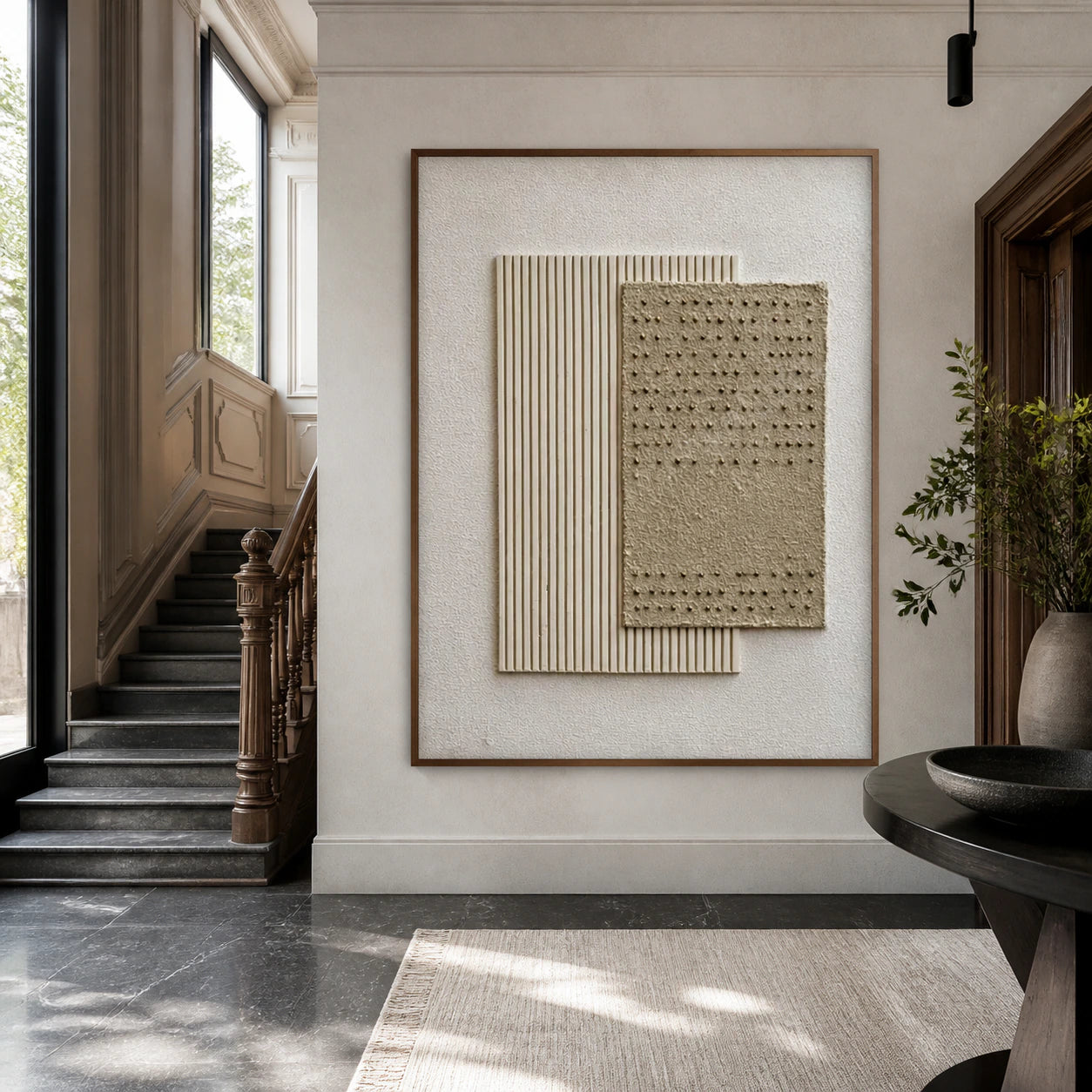 Tactile-Grid installed at gallery scale in a spacious foyer.