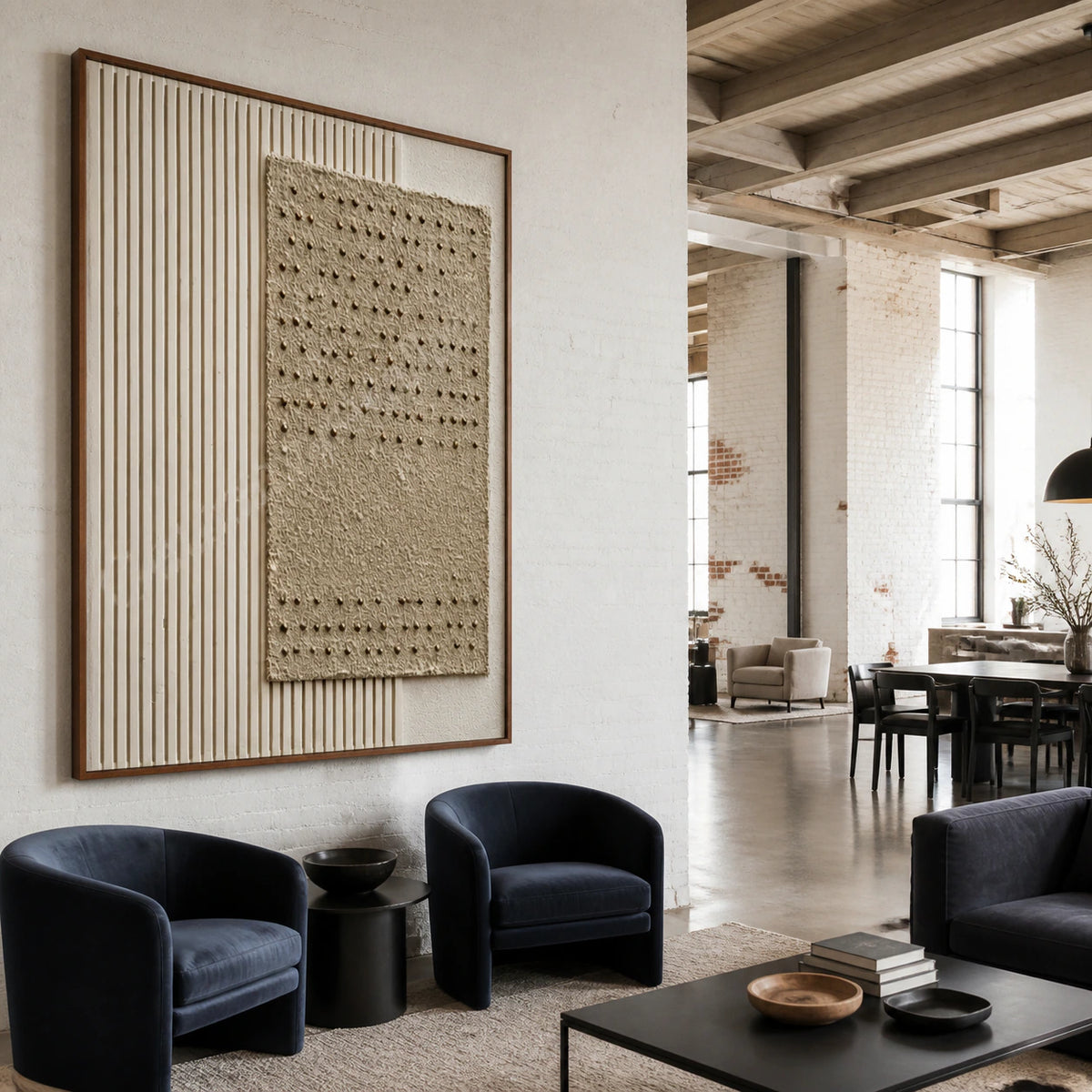 Tactile-Grid featured prominently in an expansive hospitality loft interior.