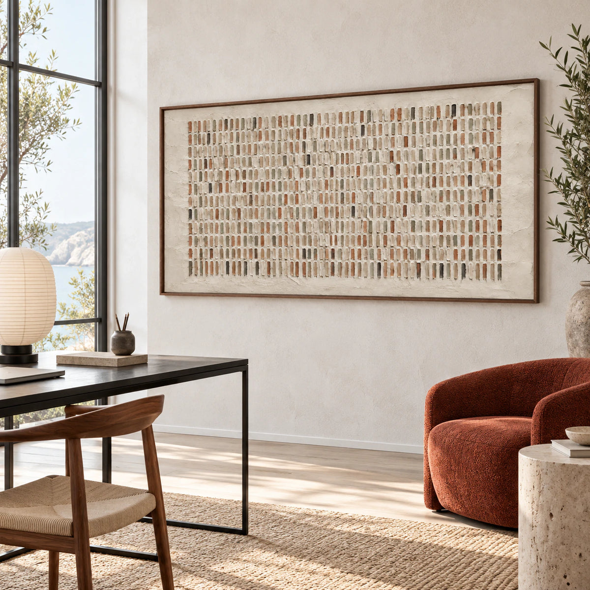 Tactile-Register featured in an airy home office reading space.
