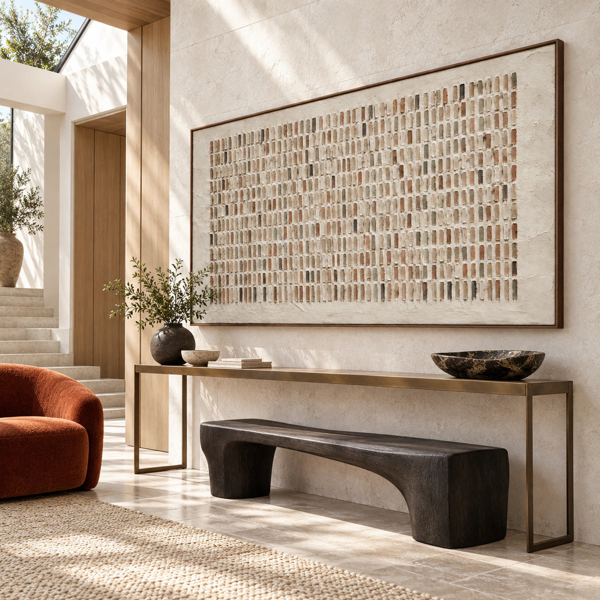 Tactile-Register presented at gallery scale in a bright foyer.