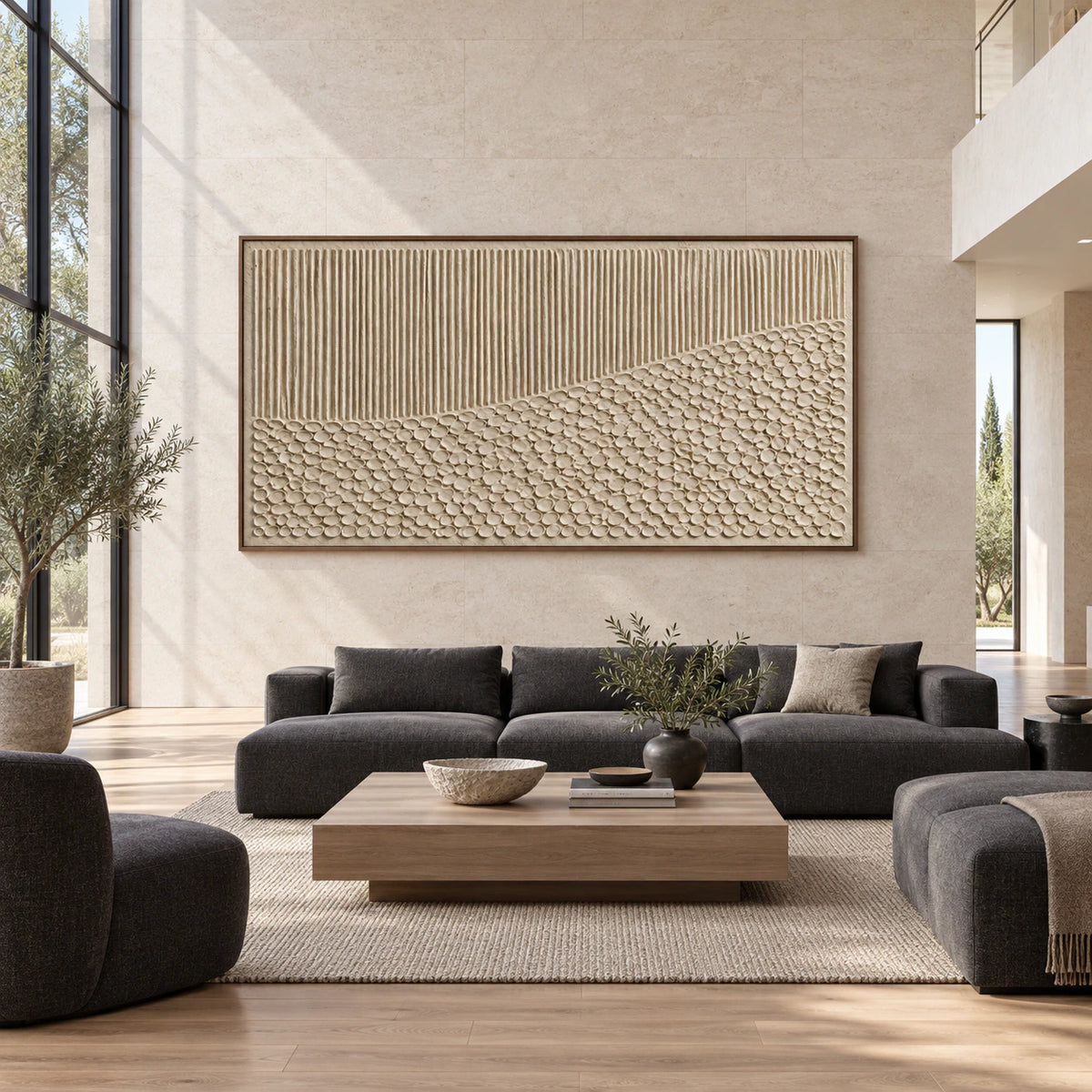 Tactile-Terrain displayed at large scale in a spacious architectural interior.