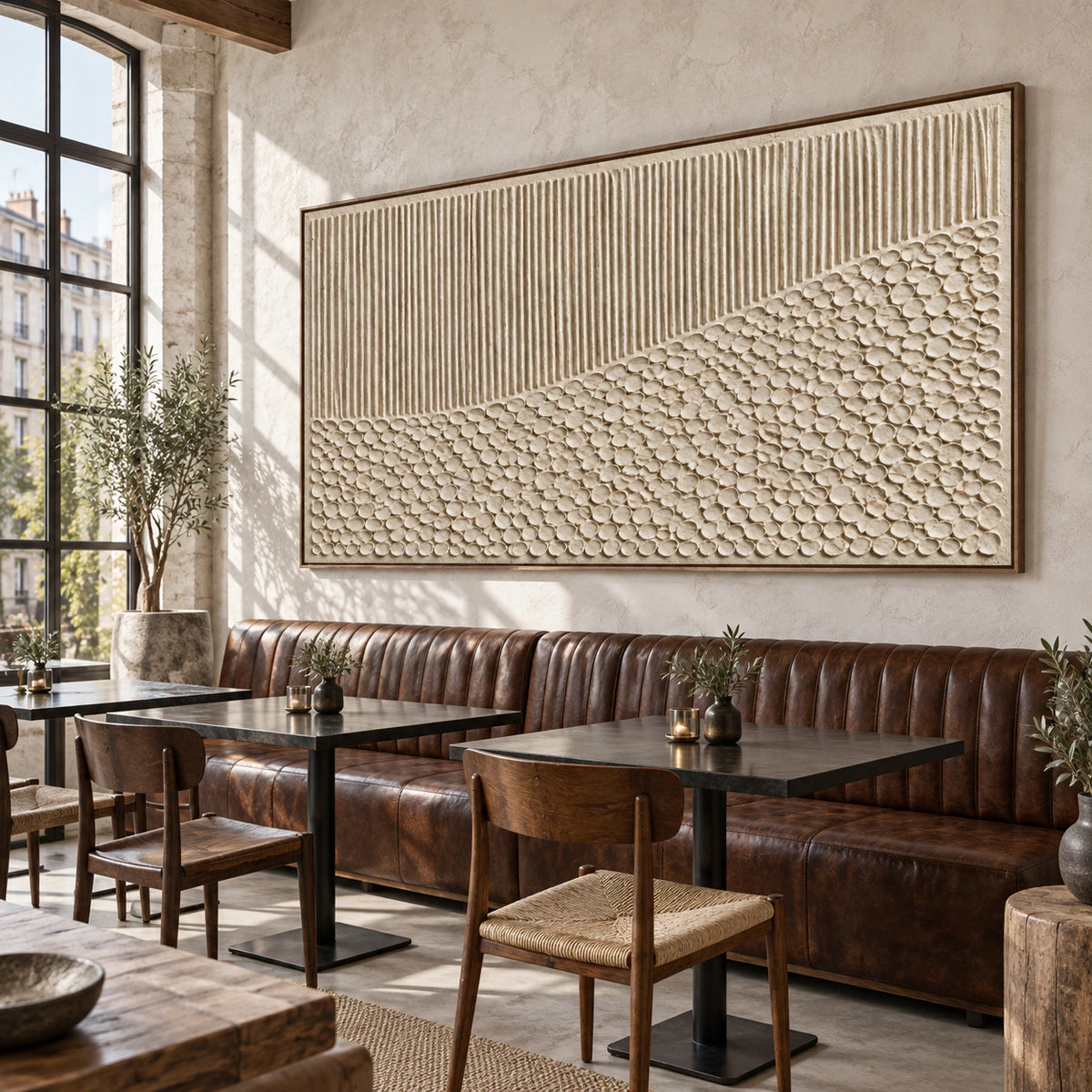 Tactile-Terrain featured in an expansive loft hospitality interior.
