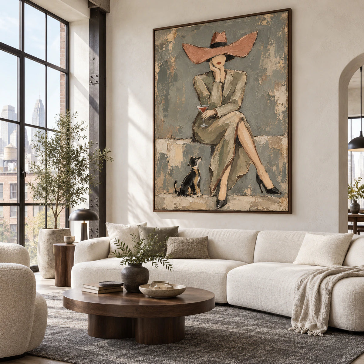 Terrace-Muse as the focal artwork in a bright, open living room.