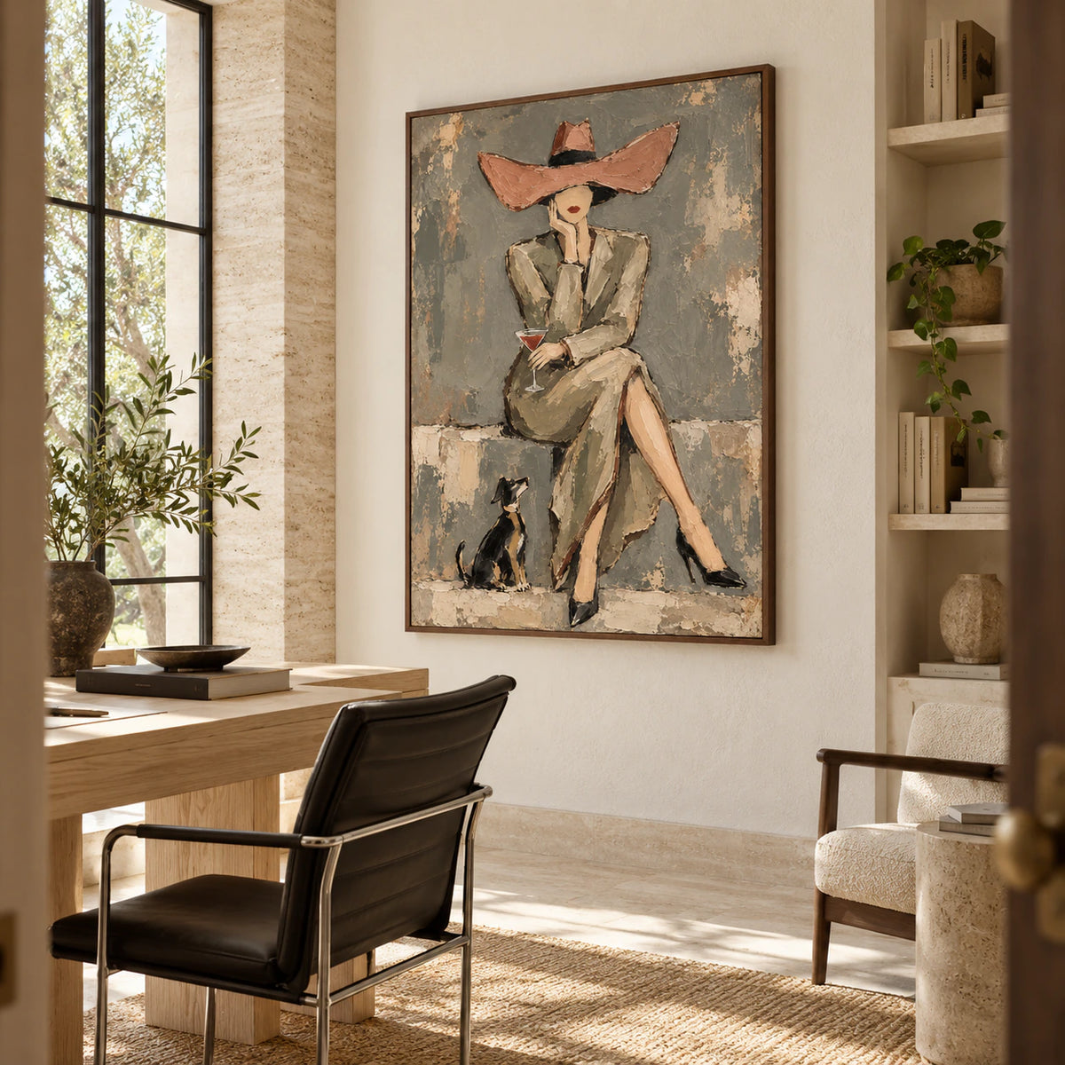 Terrace-Muse as a large focal point in an airy home office reading space.