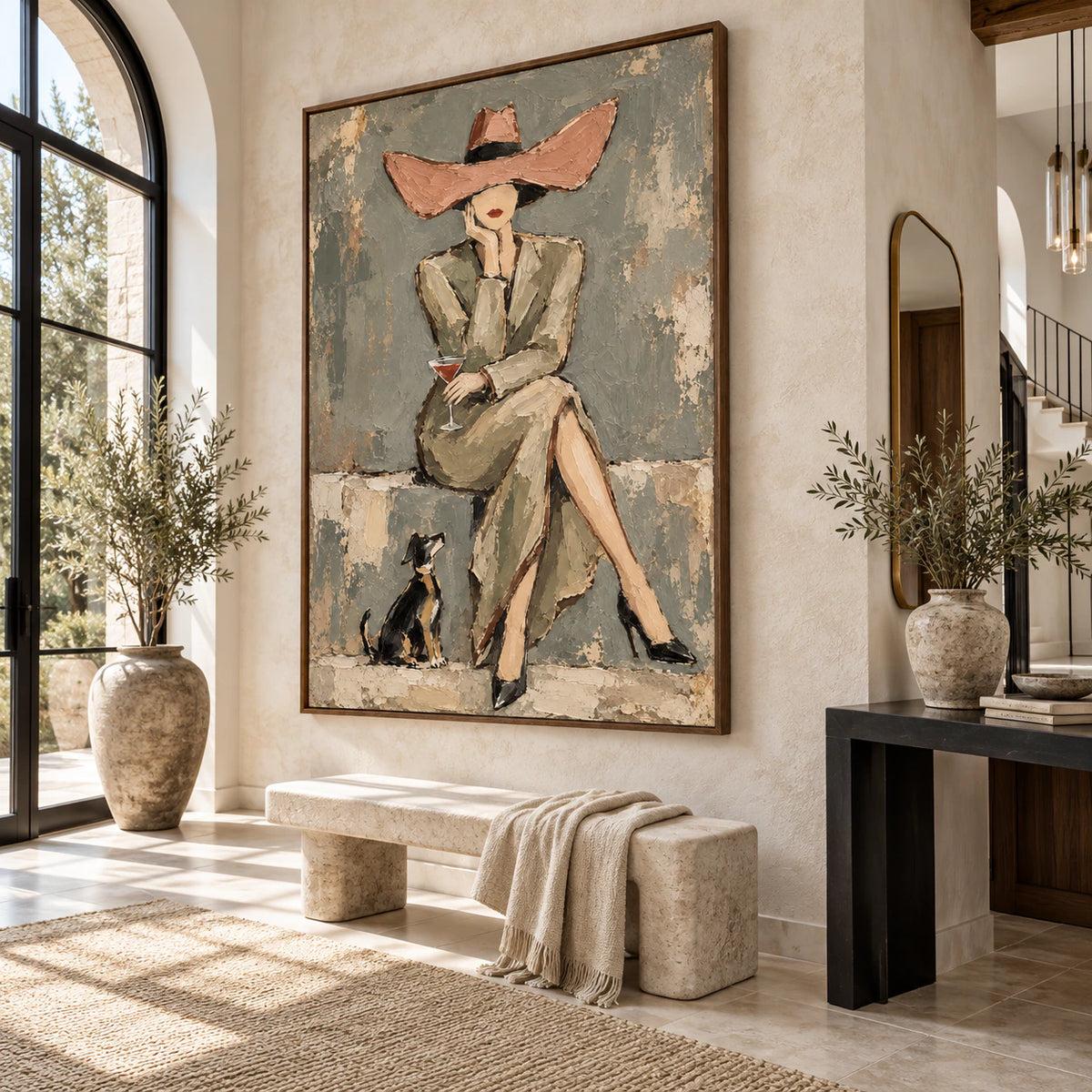 Terrace-Muse presented at gallery scale in a bright architectural foyer.