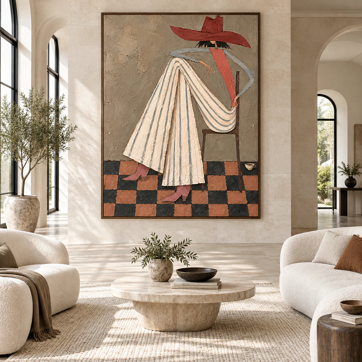 Terracotta-Interlude displayed at large scale, straight-on in a bright expansive interior.
