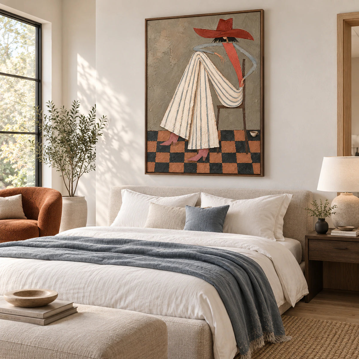 Terracotta-Interlude displayed in a quiet, softly lit bedroom.