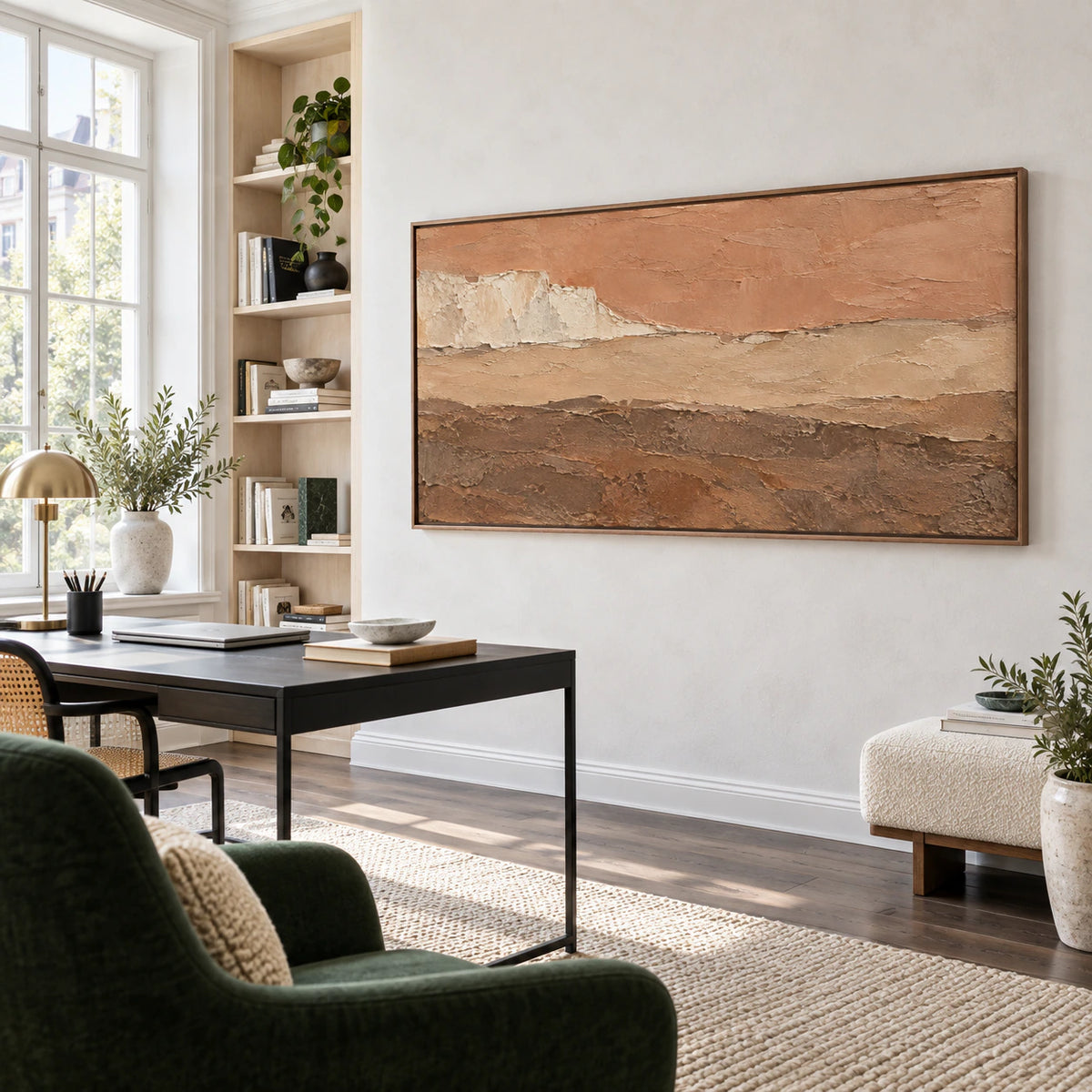 Terracotta-Strata featured in an airy home office reading space with natural light.