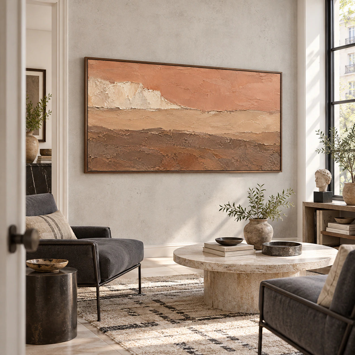 Terracotta-Strata presented at large scale in an expansive daylight-filled loft interior.