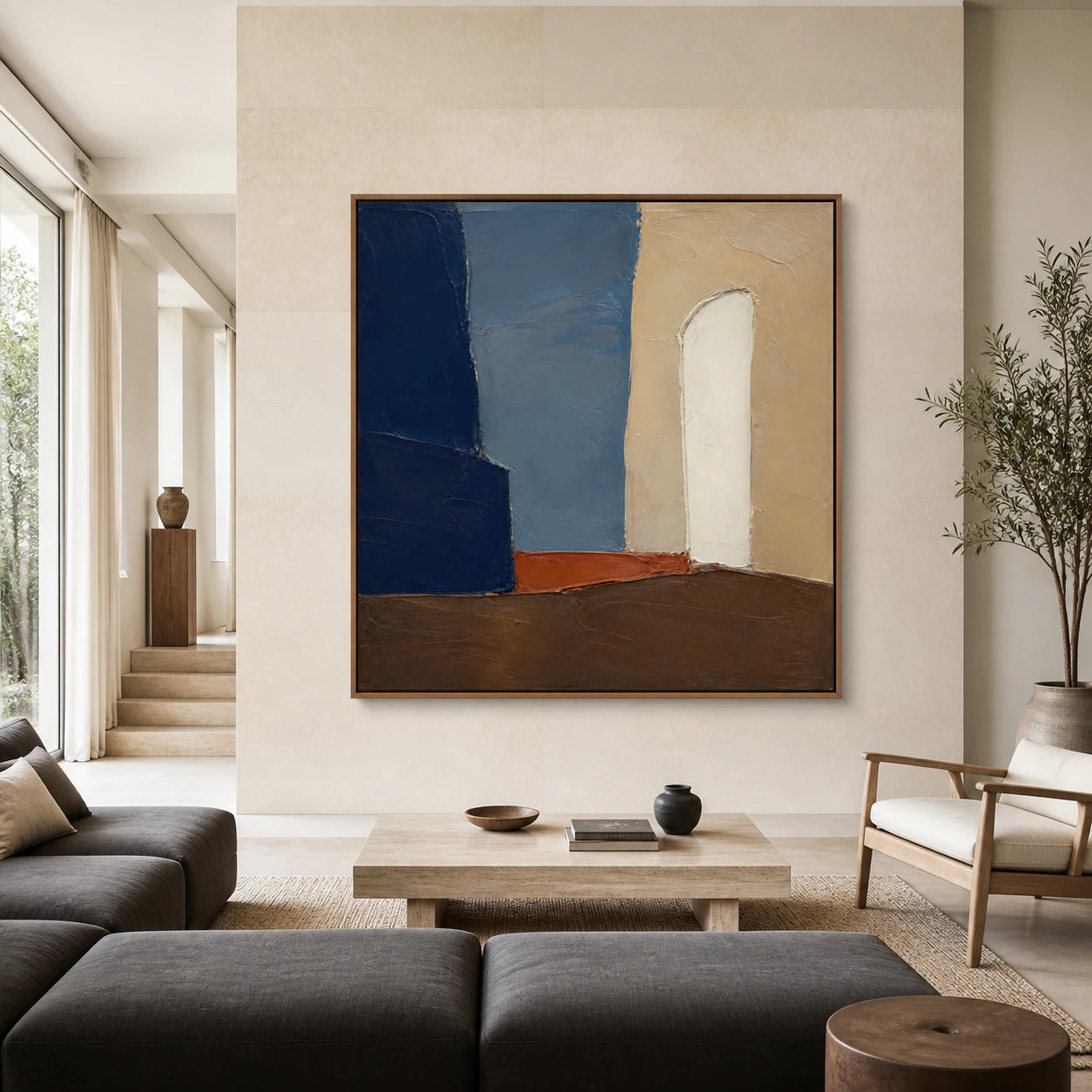 Threshold-Umber displayed at large scale in a bright architectural living space.