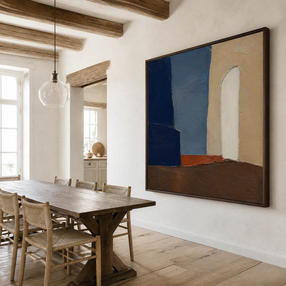 Threshold-Umber above a refined dining setting in natural daylight.