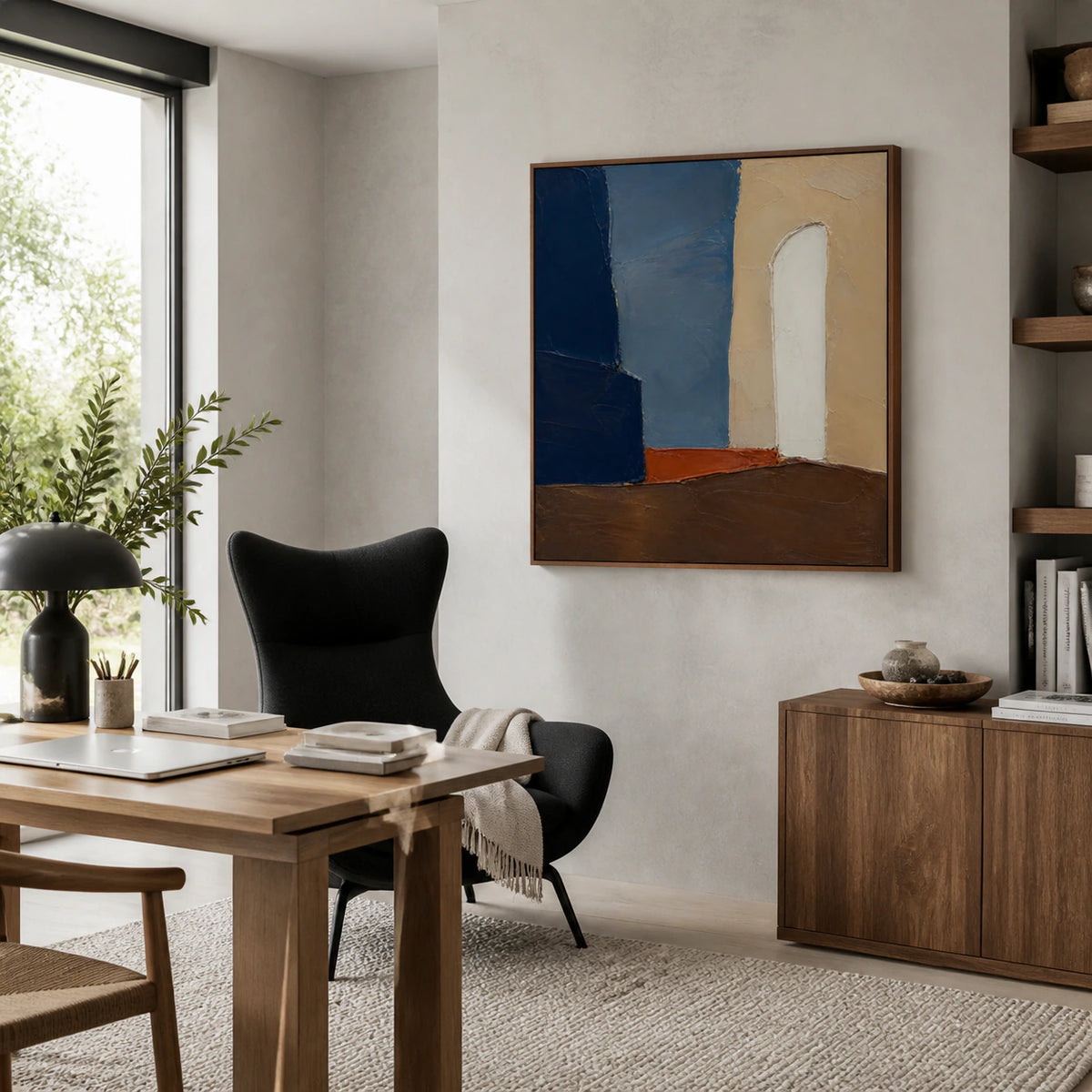 Threshold-Umber displayed in an airy home office reading space.
