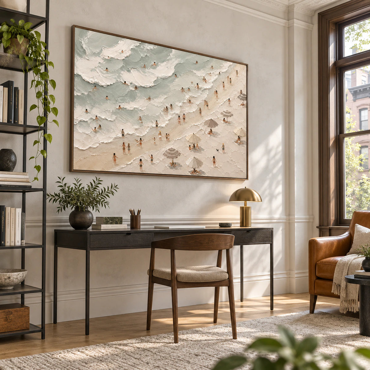Tidal-Assembly featured in an airy reading and home office space.