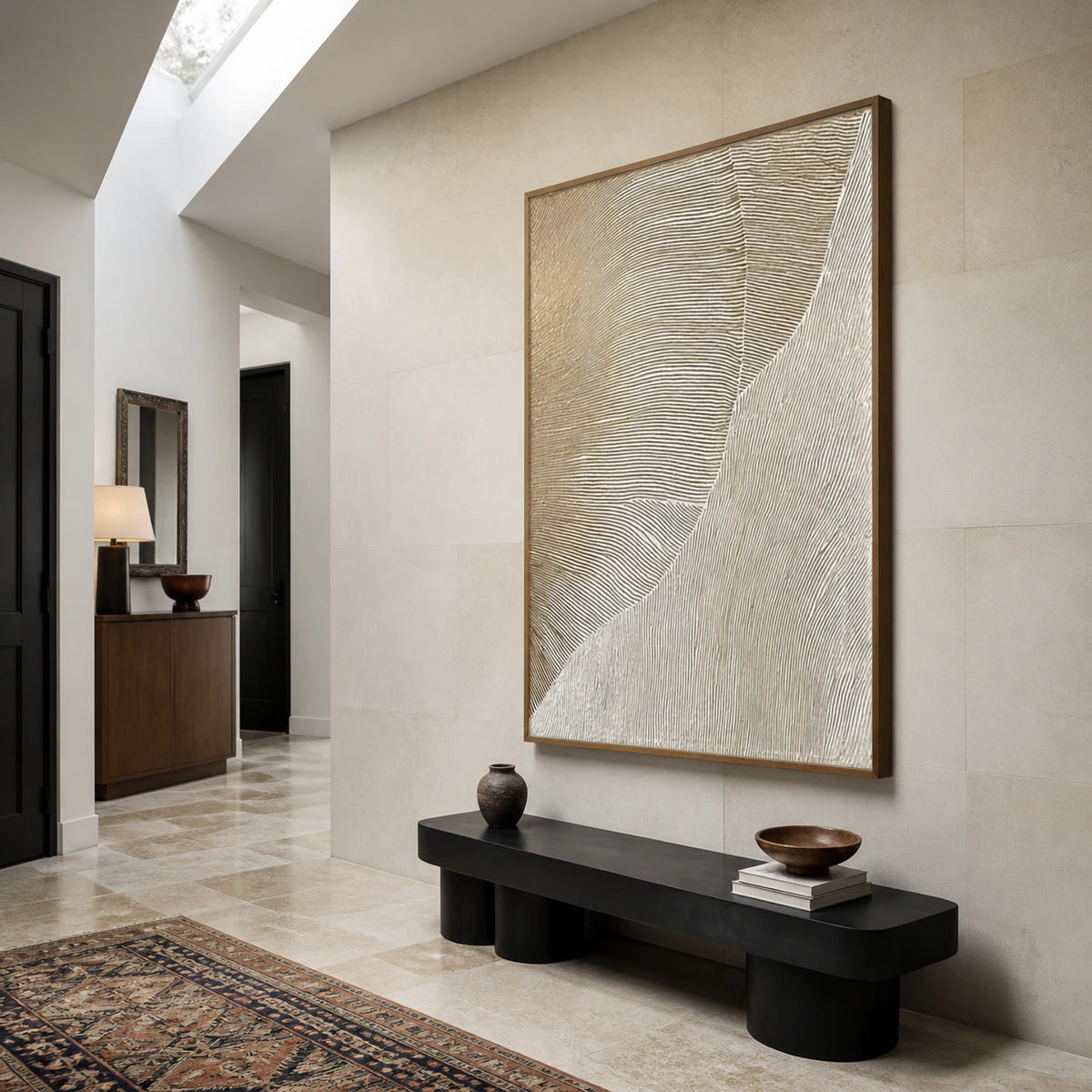 Tidal-Contour presented at gallery scale in an open foyer.