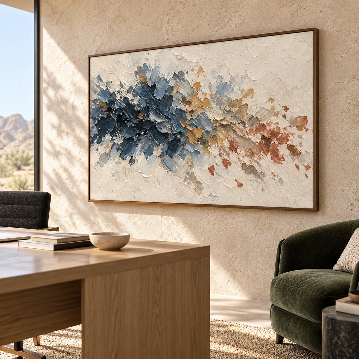 Tidal-Dispatch featured in an airy home office beside a reading chair and desk.