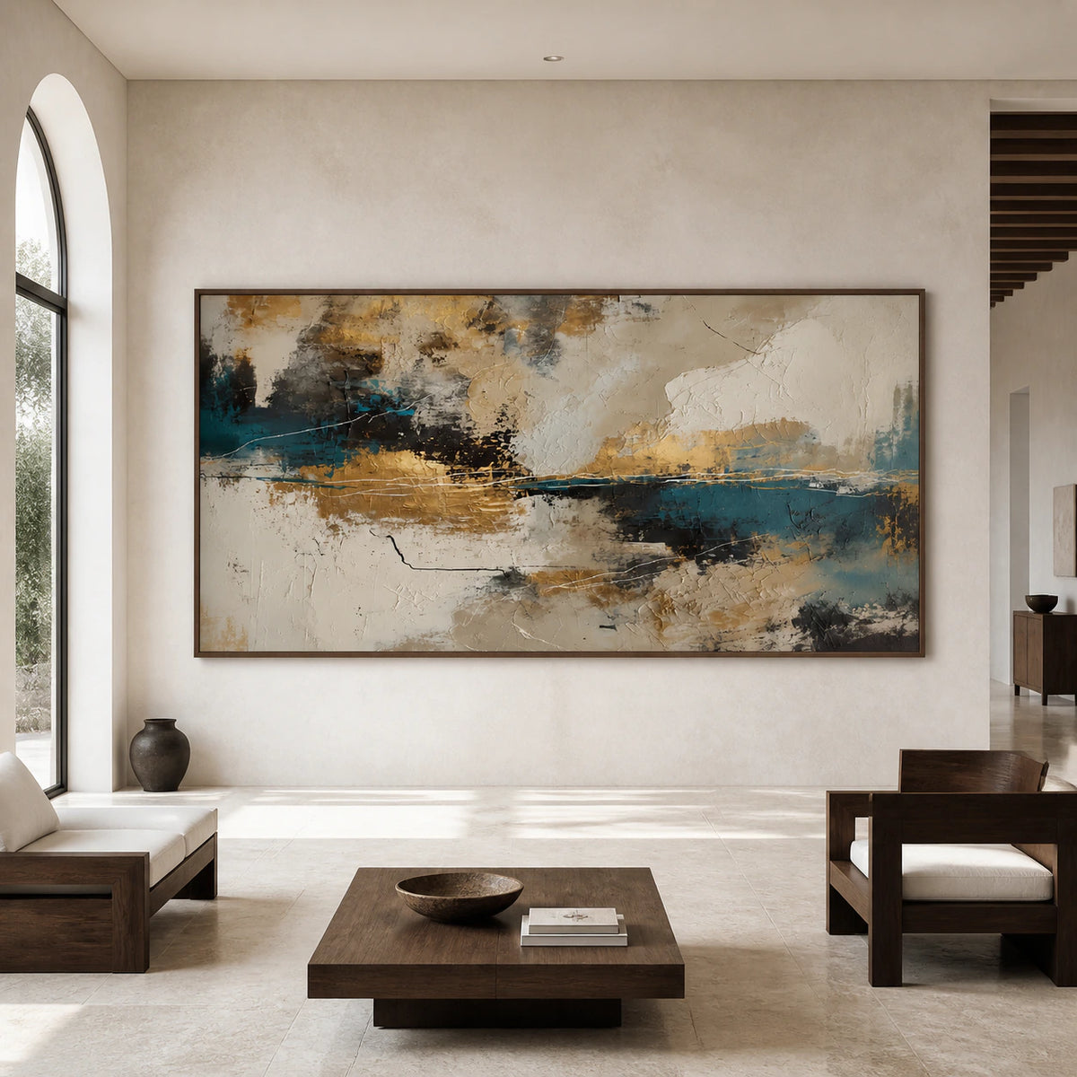Tidal-Ember displayed at large scale in a bright architectural living space.