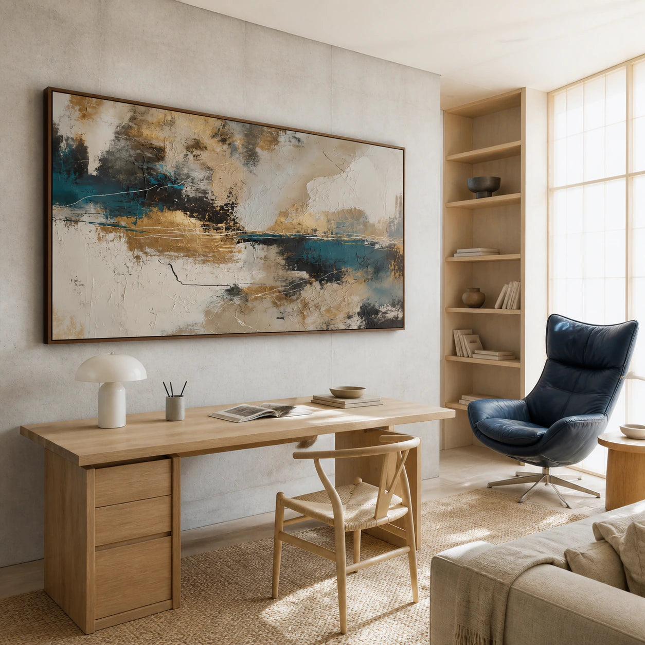 Tidal-Ember in an airy reading and home office space.