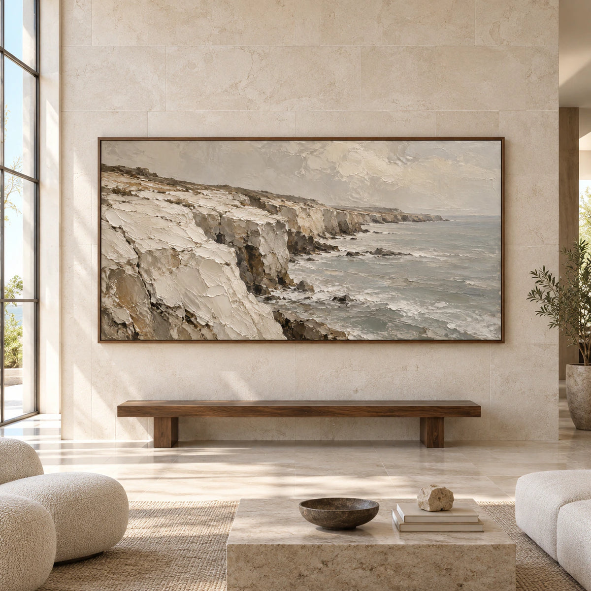 Tidal-Escarpment displayed at large scale on a bright gallery wall in an open architectural interior.