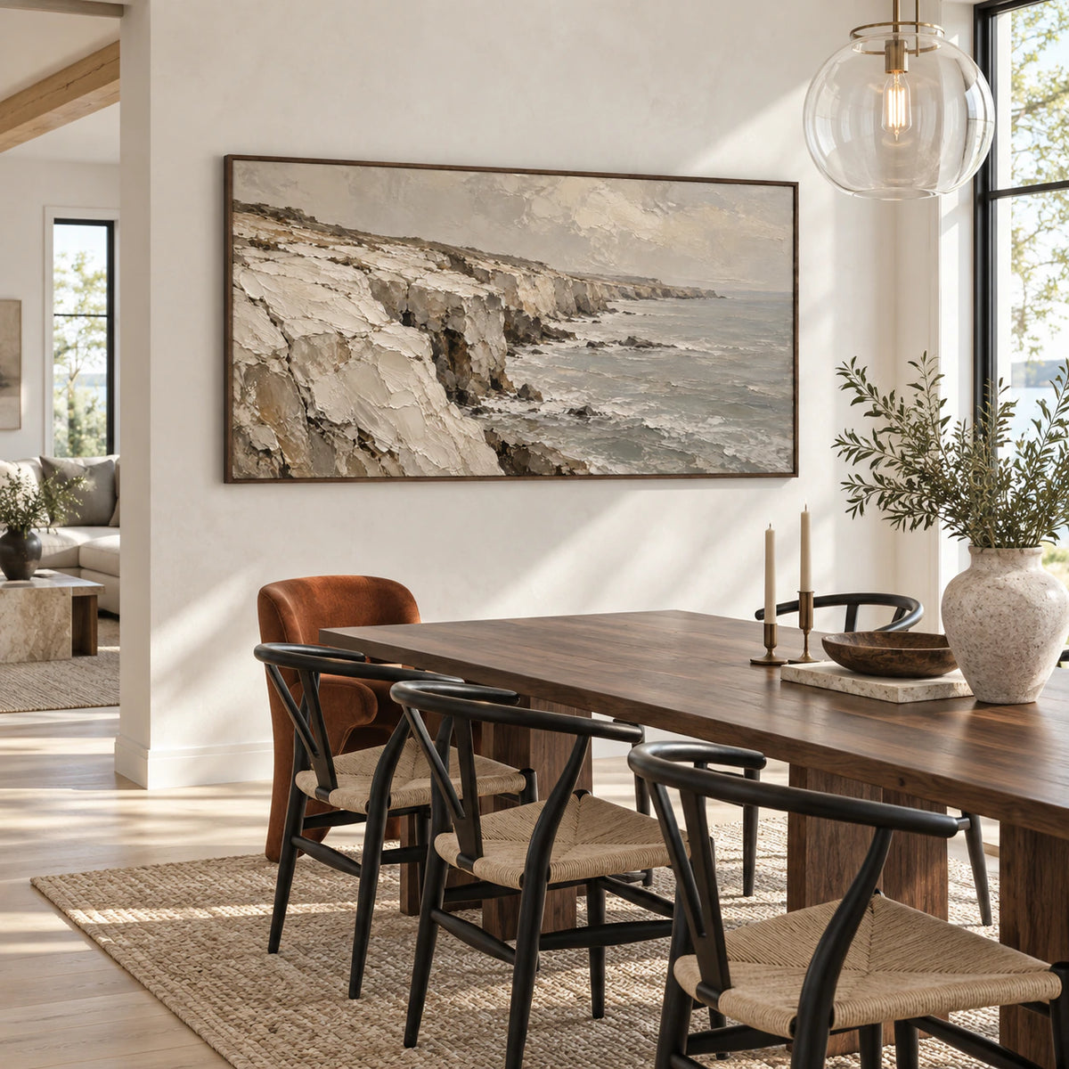 Tidal-Escarpment at large scale in a refined dining room with natural daylight.