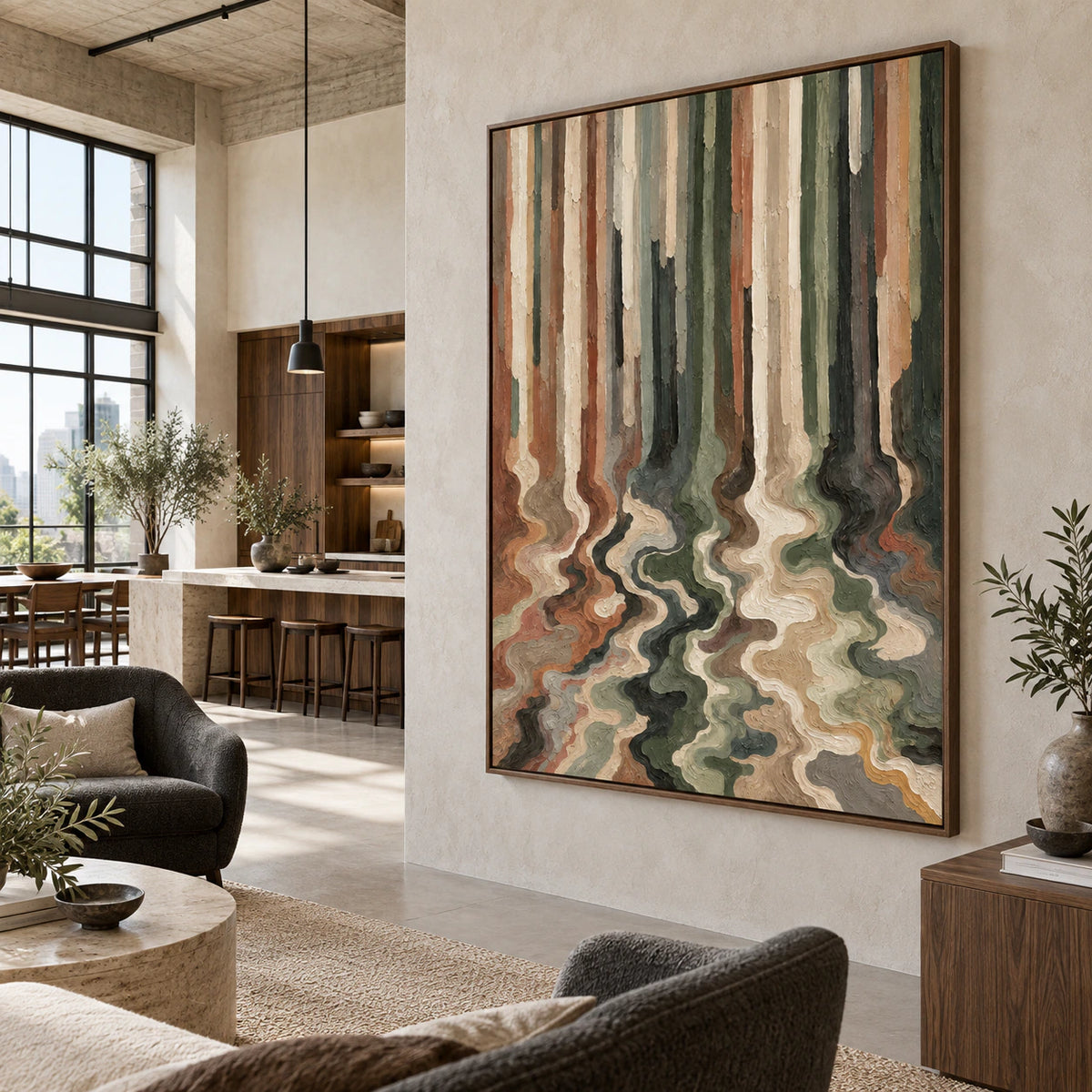 Tidal-Grove presented at scale in an open hospitality loft.