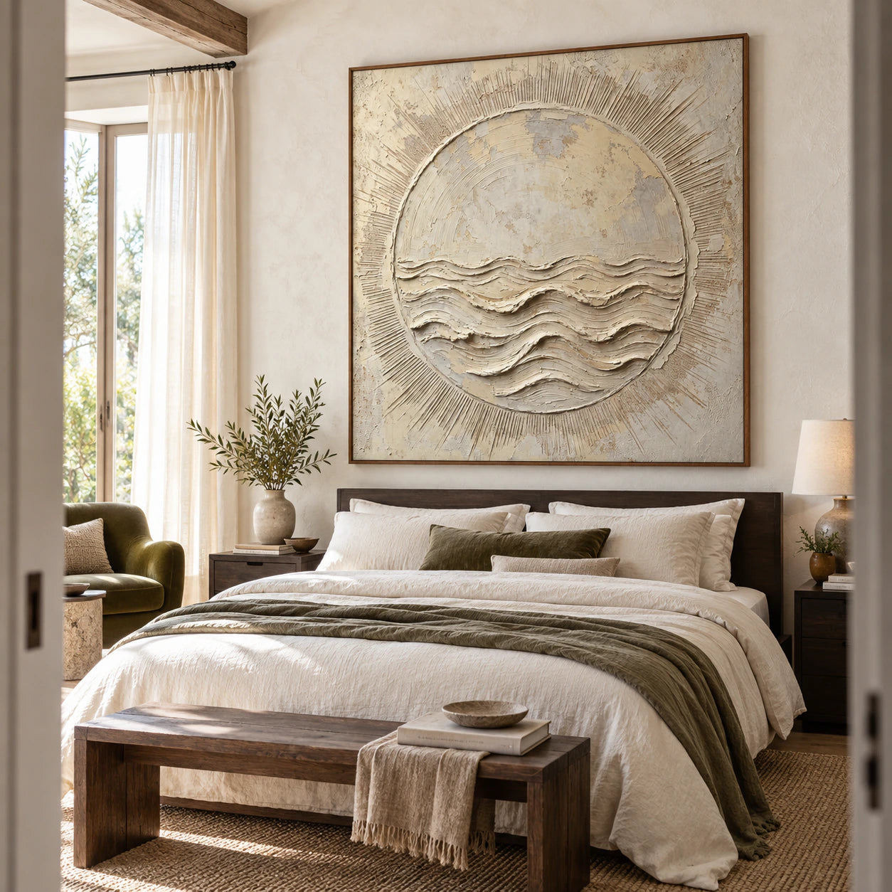 Tidal-Halo bringing tactile calm to a quiet, light-filled bedroom.