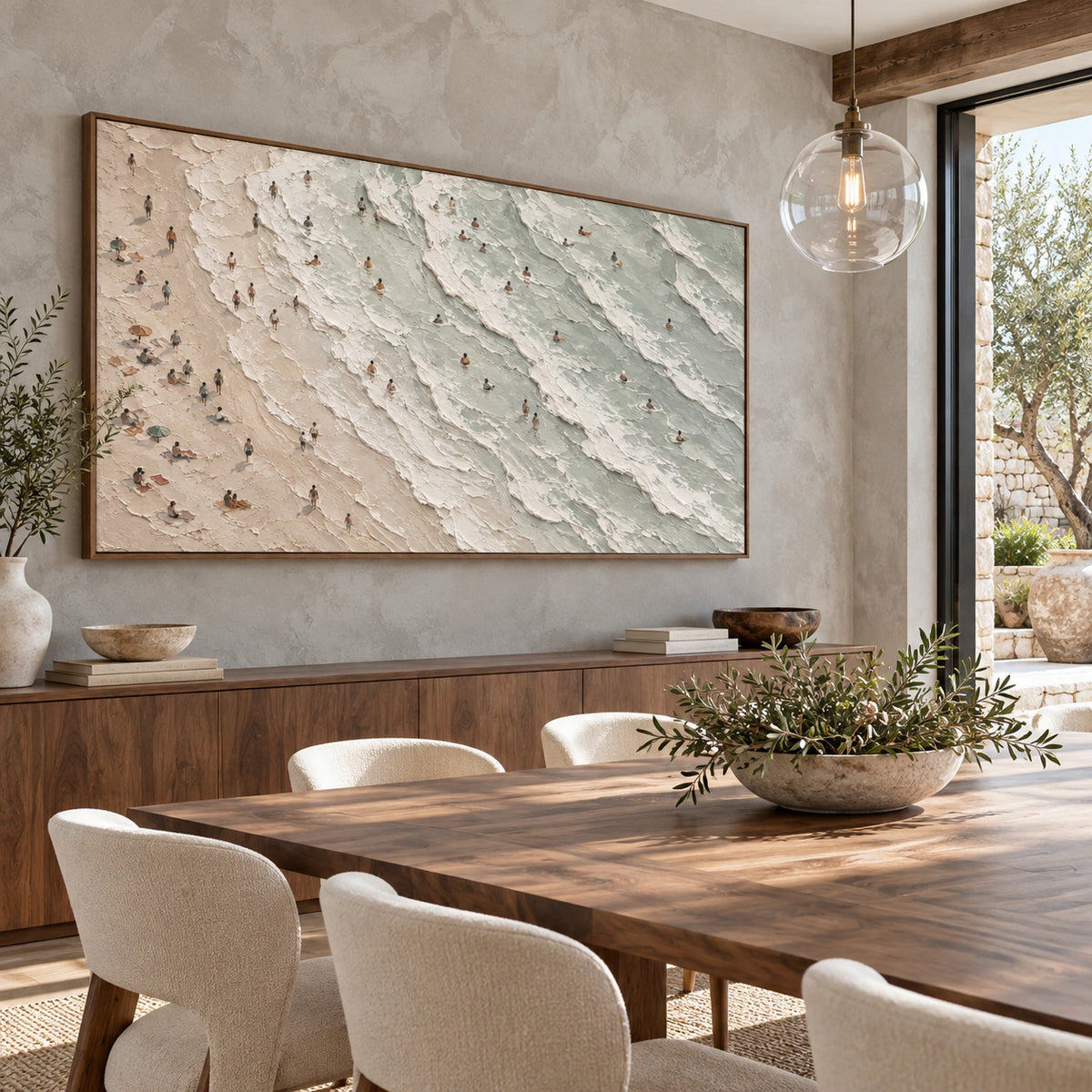 Tidal-Interval displayed above a refined dining setting in natural daylight.
