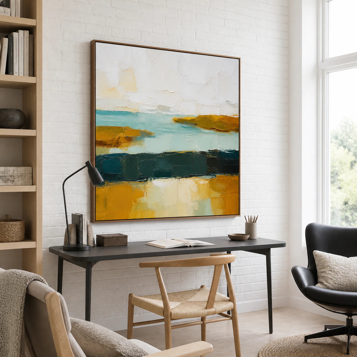 Tidal-Ochre in an airy reading and home office space.