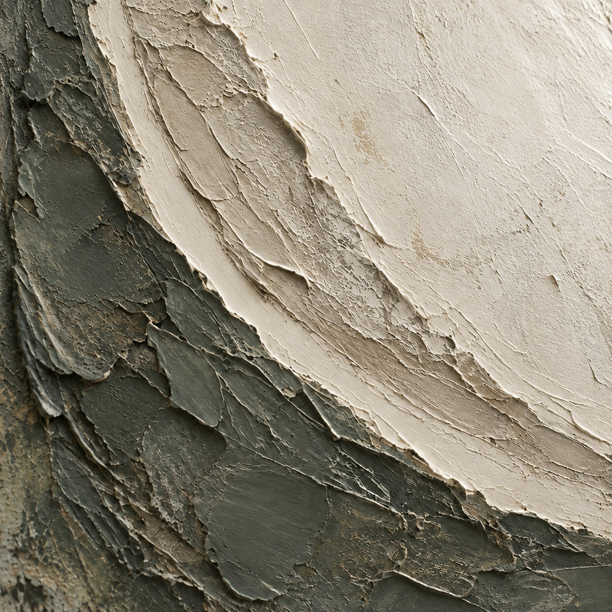 Tidal-Patina oil painting brushwork and impasto detail photographed from an oblique side angle
