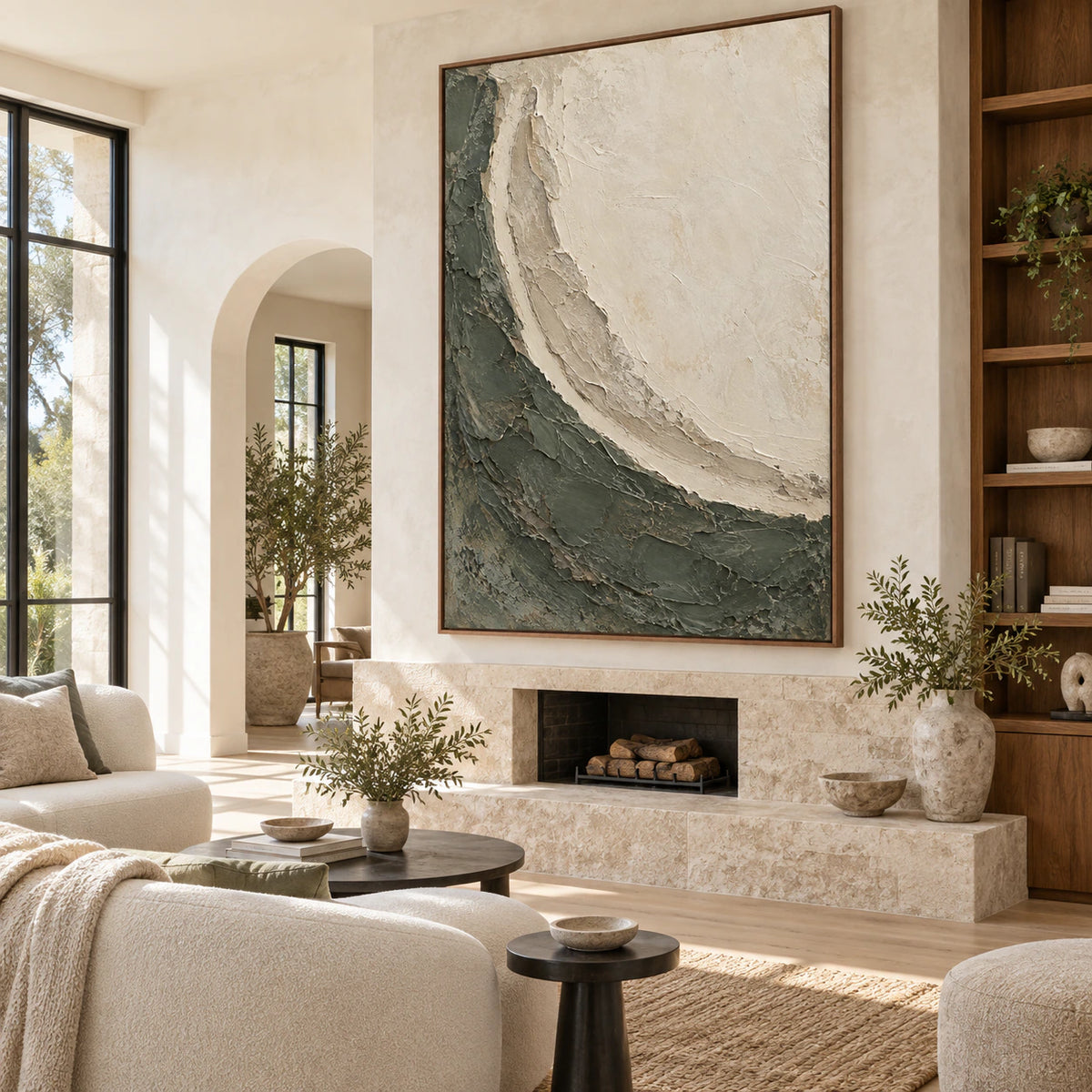 Tidal-Patina as the focal point in a bright contemporary living room.