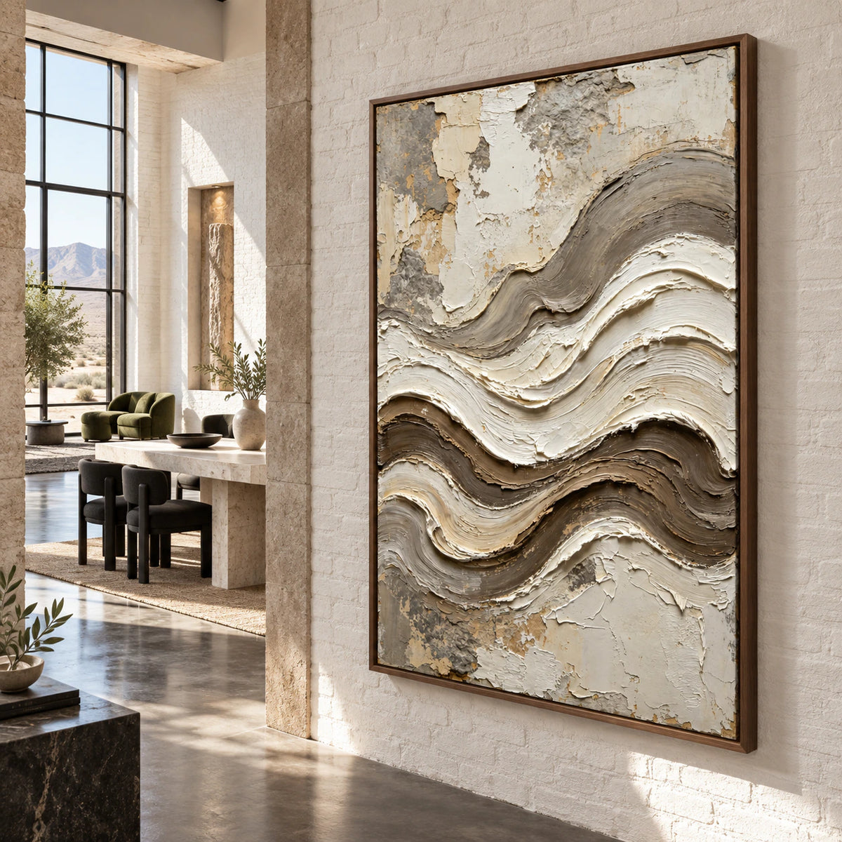 Tidal-Plaster as a large focal point in an expansive loft hospitality interior.