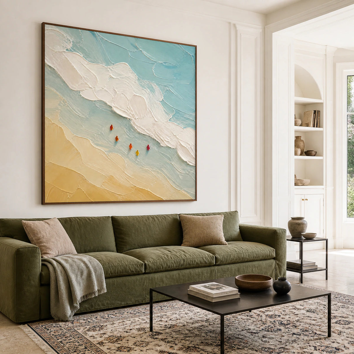 Tidal-Procession above a bright living-room sofa in natural daylight.