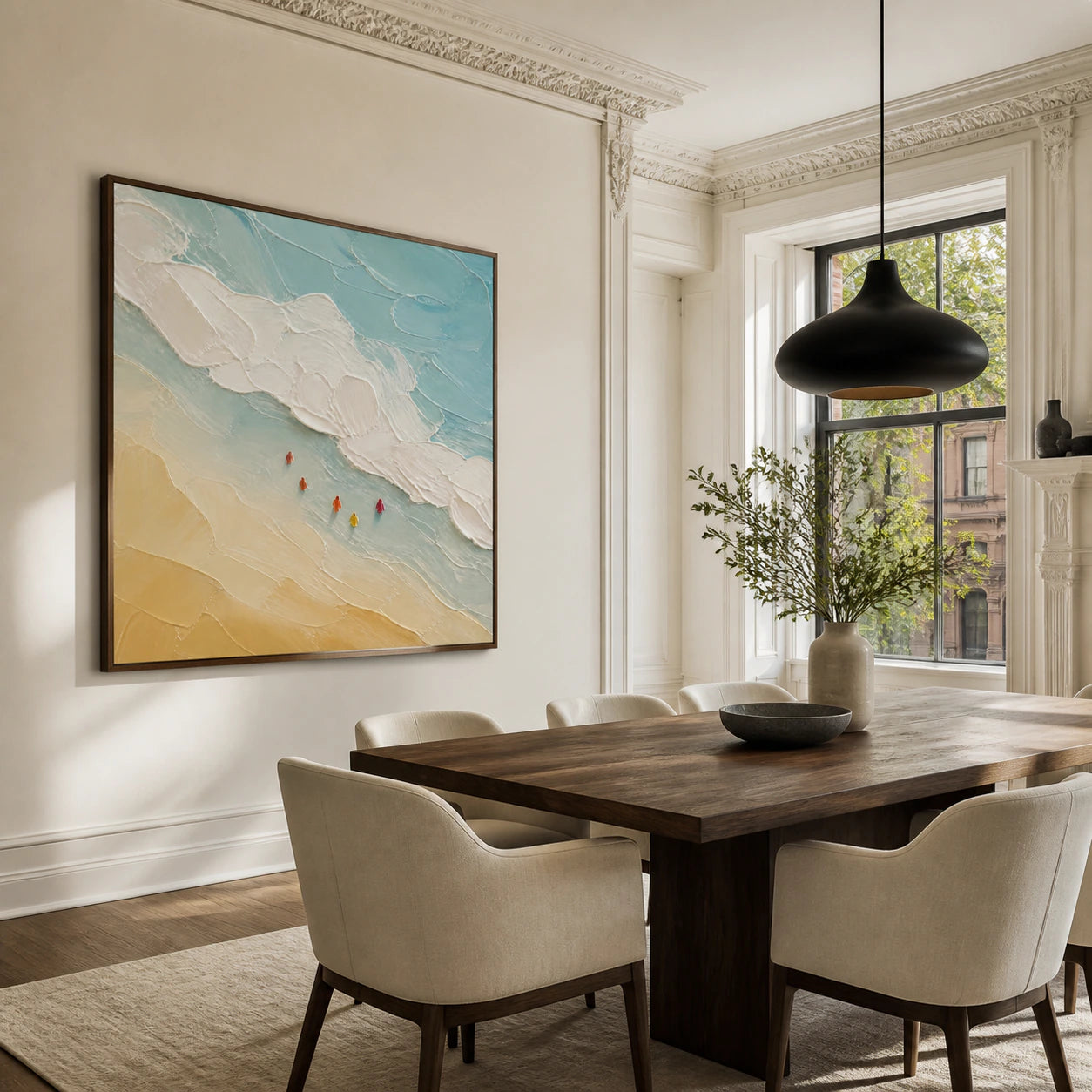 Tidal-Procession at large scale in a refined daylight dining room.