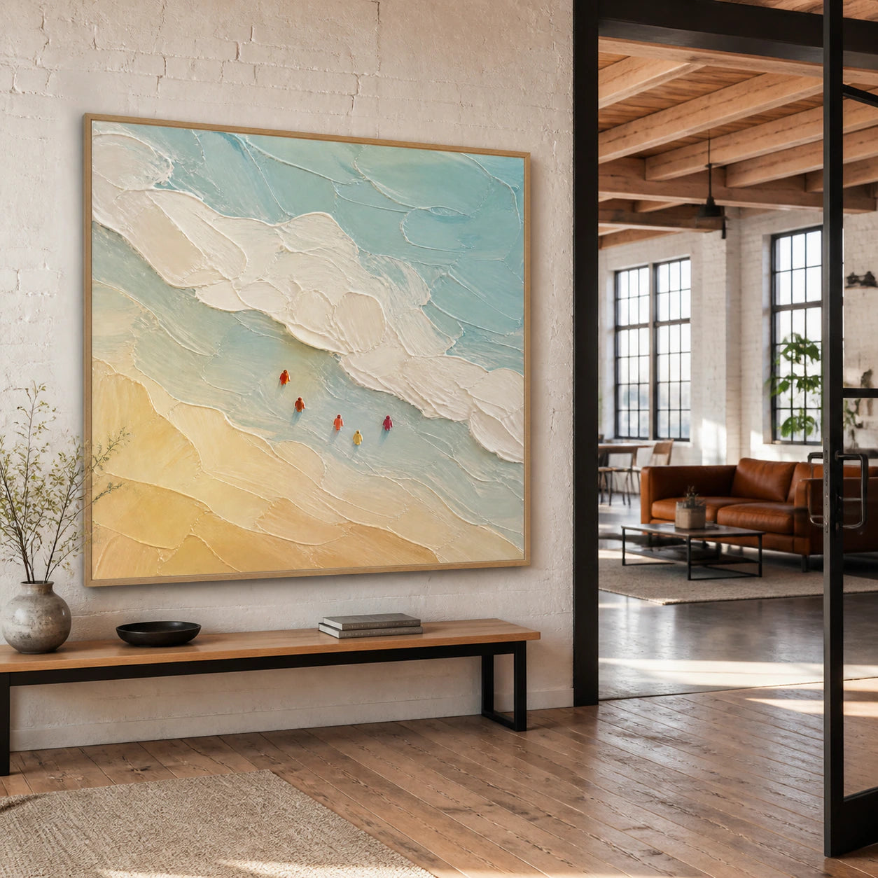 Tidal-Procession featured in an expansive, daylit hospitality loft interior.