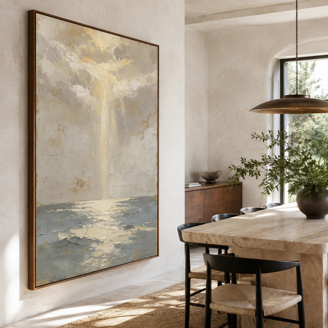 Tidal-Relic displayed prominently in a refined daylight-filled dining room.