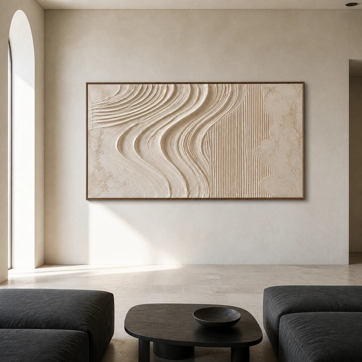 Tidal-Relief displayed at large scale in a bright architectural living space.