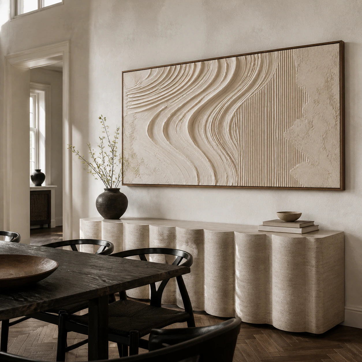 Tidal-Relief as the focal point of a refined daylight dining room.