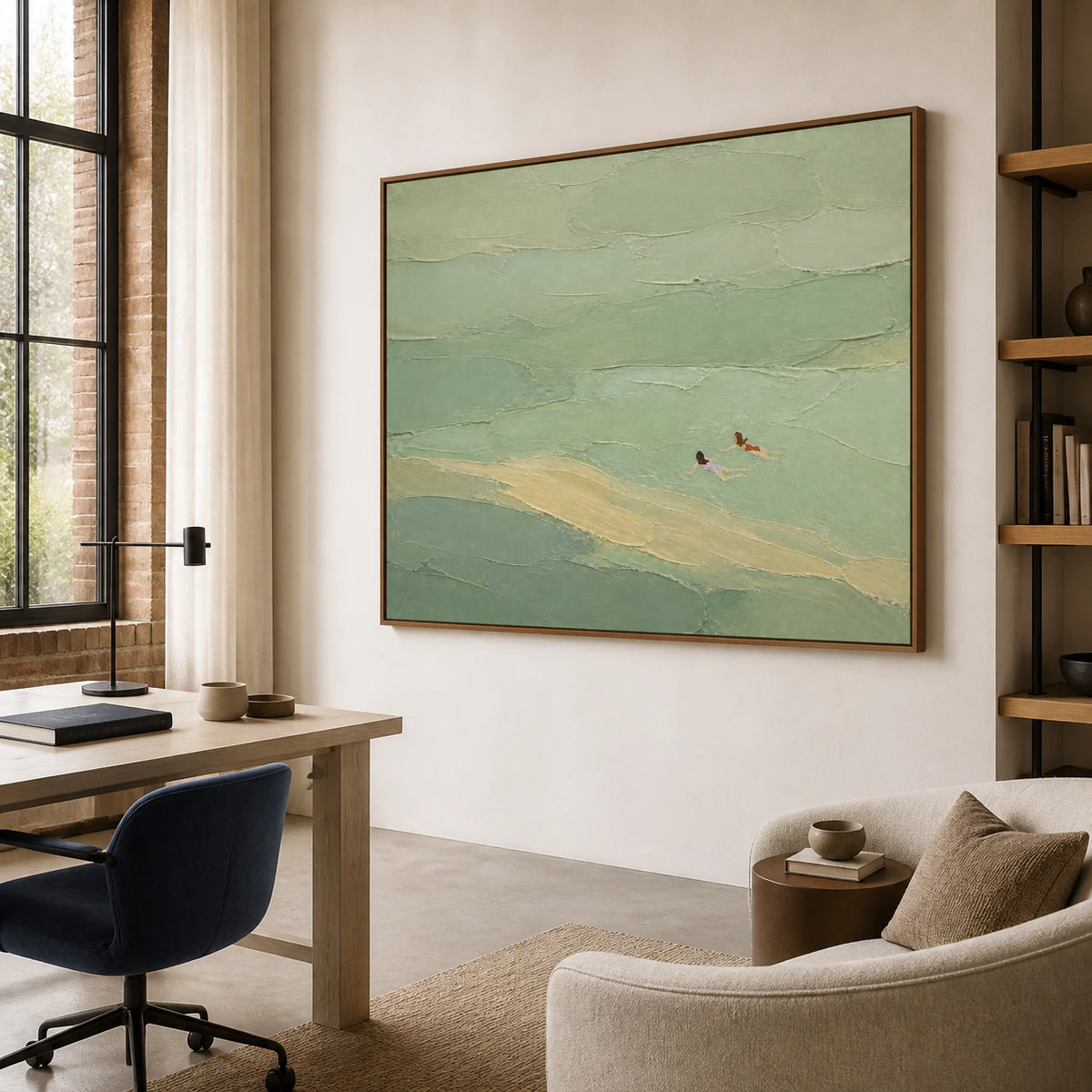 Tidal-Reverie in an airy home office reading space.