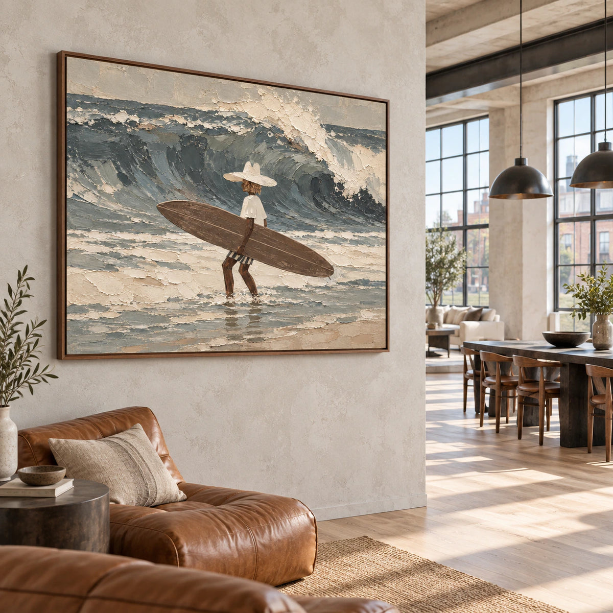 Tidal-Wayfarer anchoring an expansive daylight-filled loft hospitality interior.