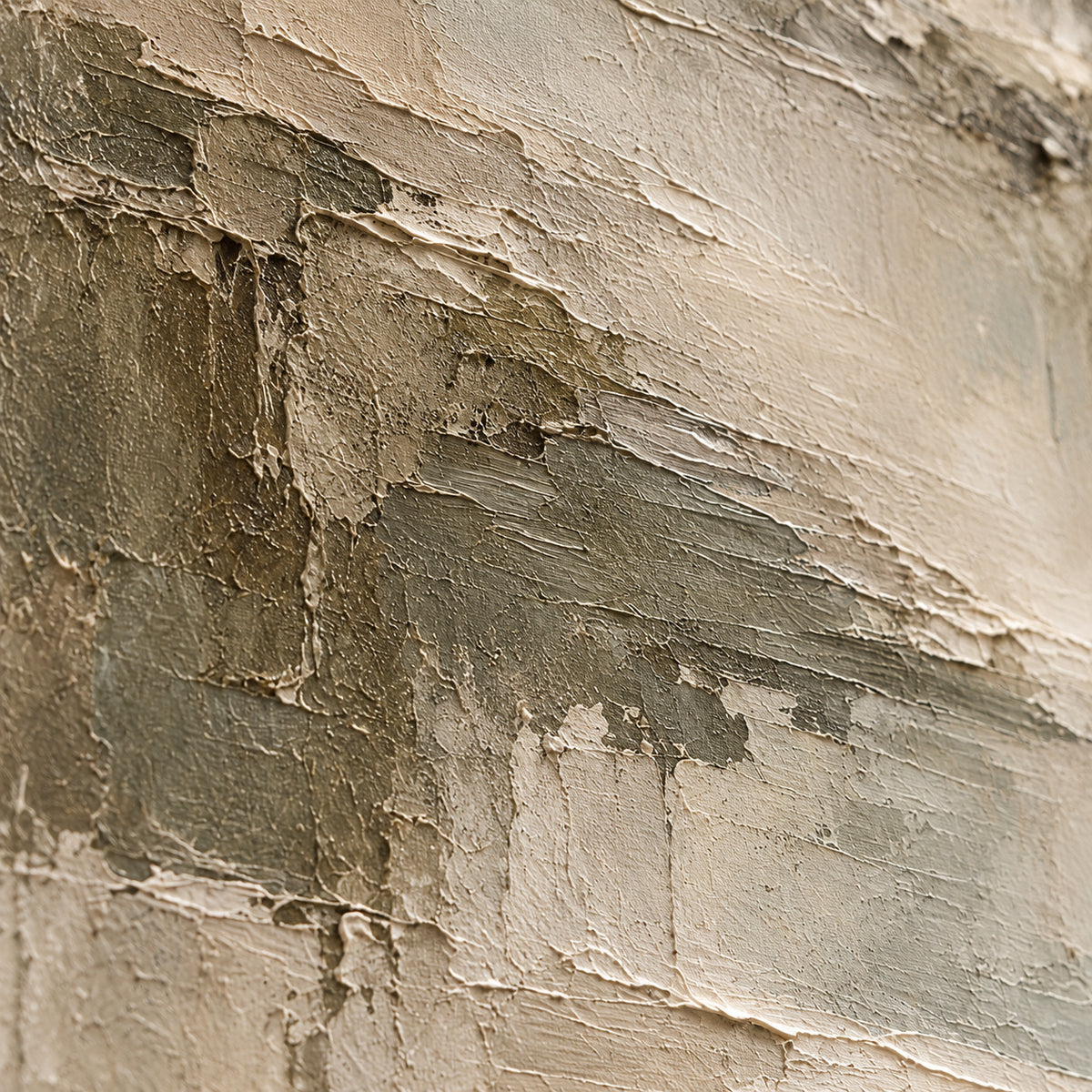 Tonal-Fault oil painting brushwork and impasto detail photographed from an oblique side angle