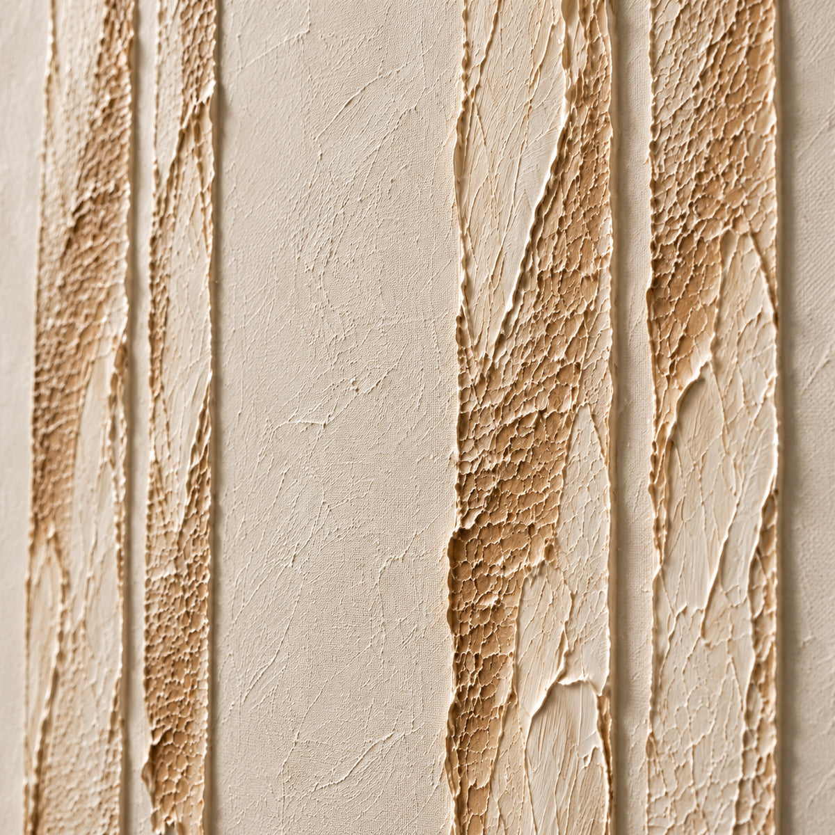 Oblique close-up of Torn-Cadence showing ivory ridges, cracked texture and shallow shadows under directional light.