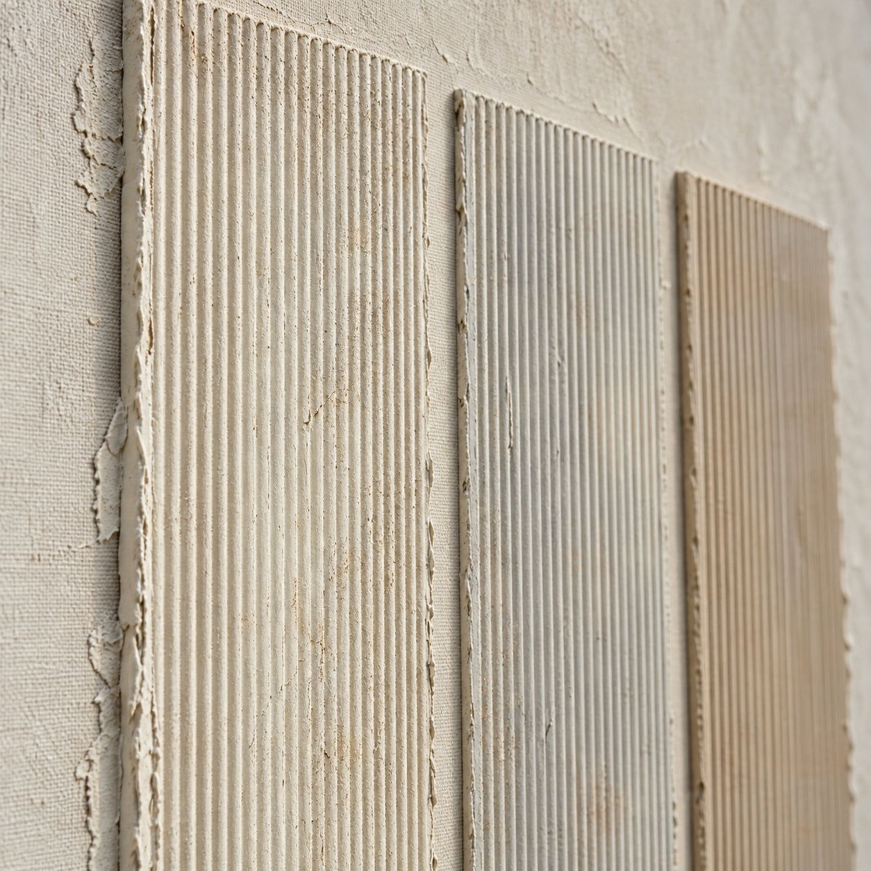 Triform-Rhythm oil painting brushwork and impasto detail photographed from an oblique side angle
