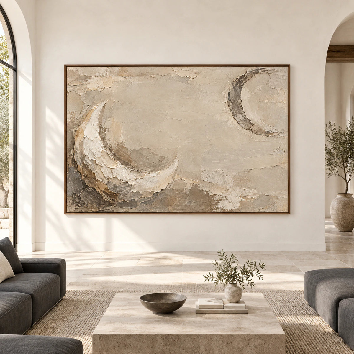 Umber-Arc displayed at large scale, straight-on in a bright architectural living space.